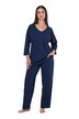 Pyjama, Ziernähte, V-Ausschnitt, 3/4-Arm