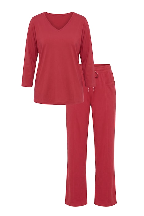 Pyjama, Ziernähte, V-Ausschnitt, 3/4-Arm