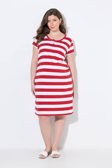 Jerseykleid, Raffung, Halbarm, Baumwolle