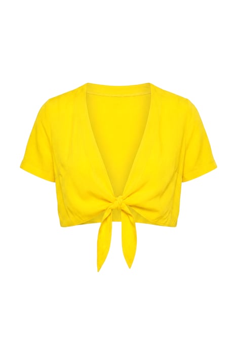 Bolero, crinkled viscose, tie-up, short sleeve