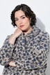 Plush Leopard Print Collared Teddy Jacket