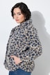 Plush Leopard Print Collared Teddy Jacket