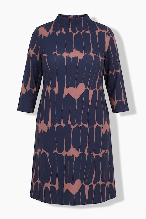 Punto-Kleid, A-Linie, Stehkragen, 3/4-Arm