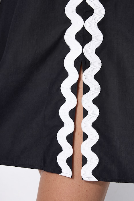 Maxikleid, A-Linie, seitliches Wellenband, Seitenschlitze