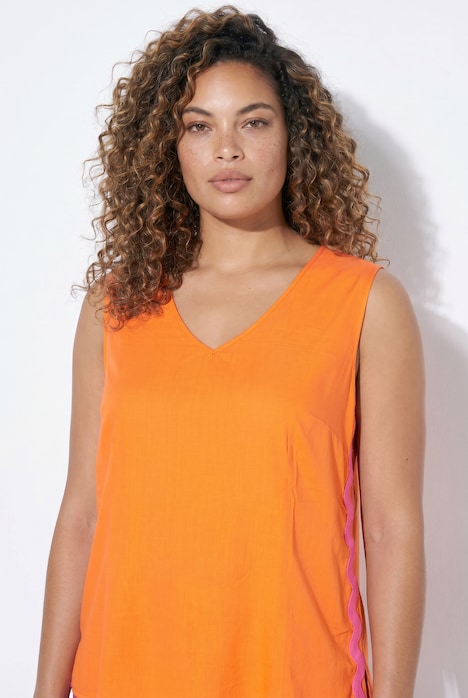Maxikleid, A-Linie, seitliches Wellenband, Seitenschlitze