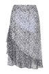 Skirt, A-line, leopard print, diagonal ruffle