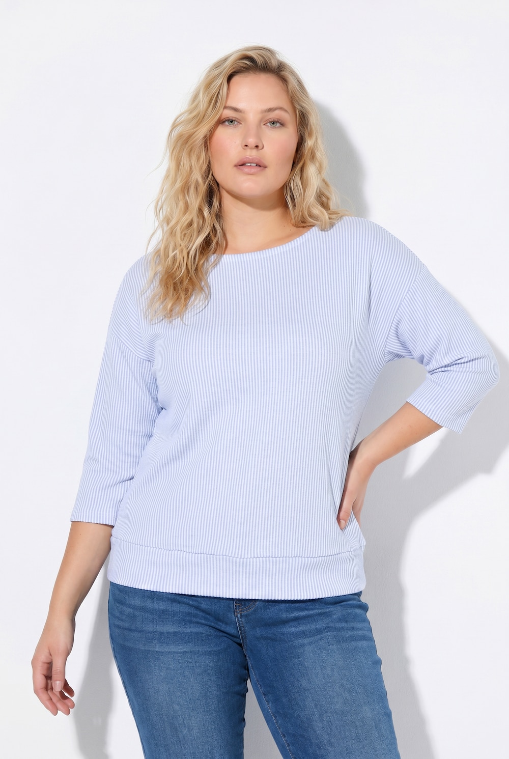 Sweatshirt, strepen, boothals, vleermuismouwen