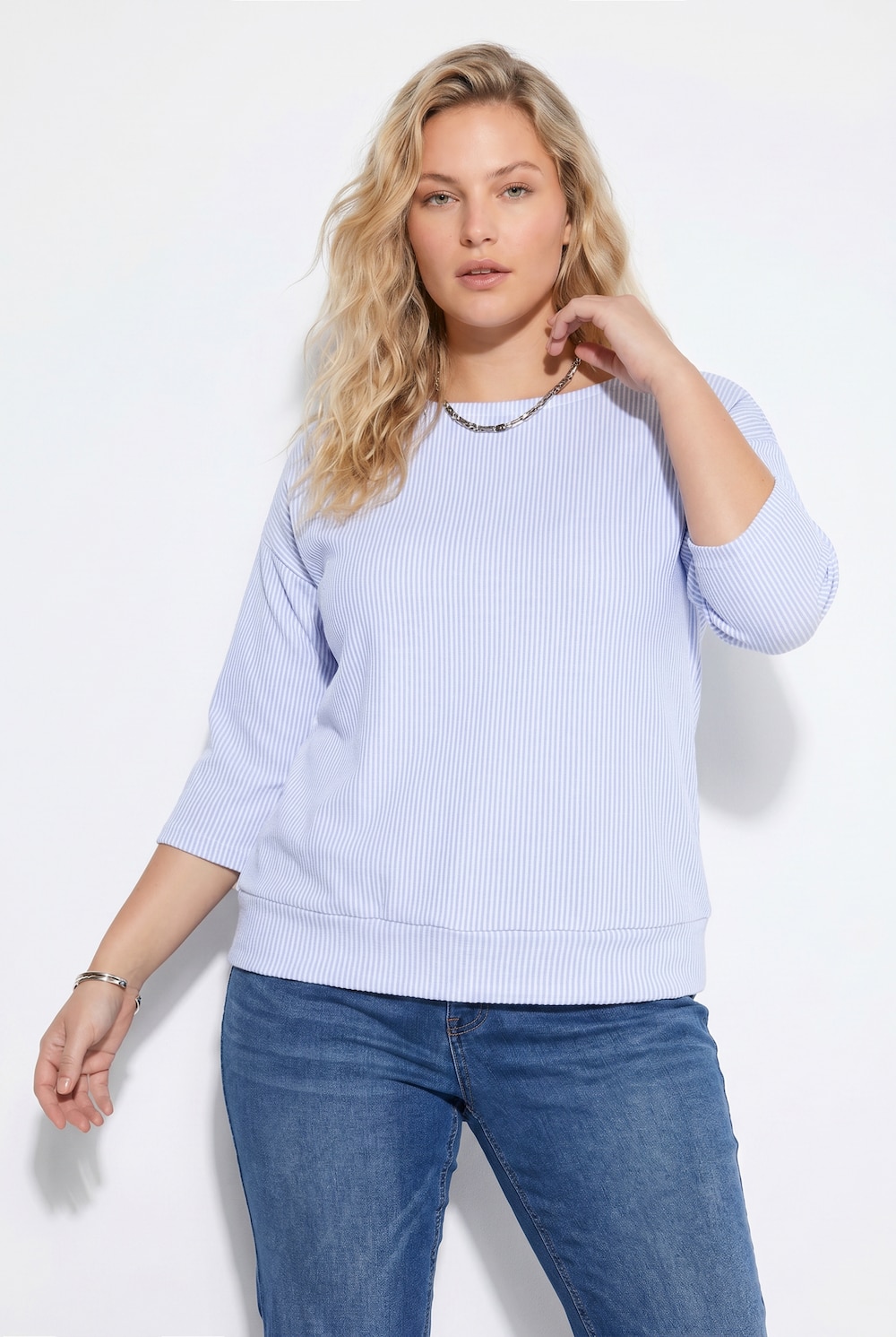 Sweatshirt, Streifen, U-Boot-Ausschnitt, Fledermausarm