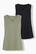 Tops, 2er-Pack, schmale Passform, Tunika-Ausschnitt