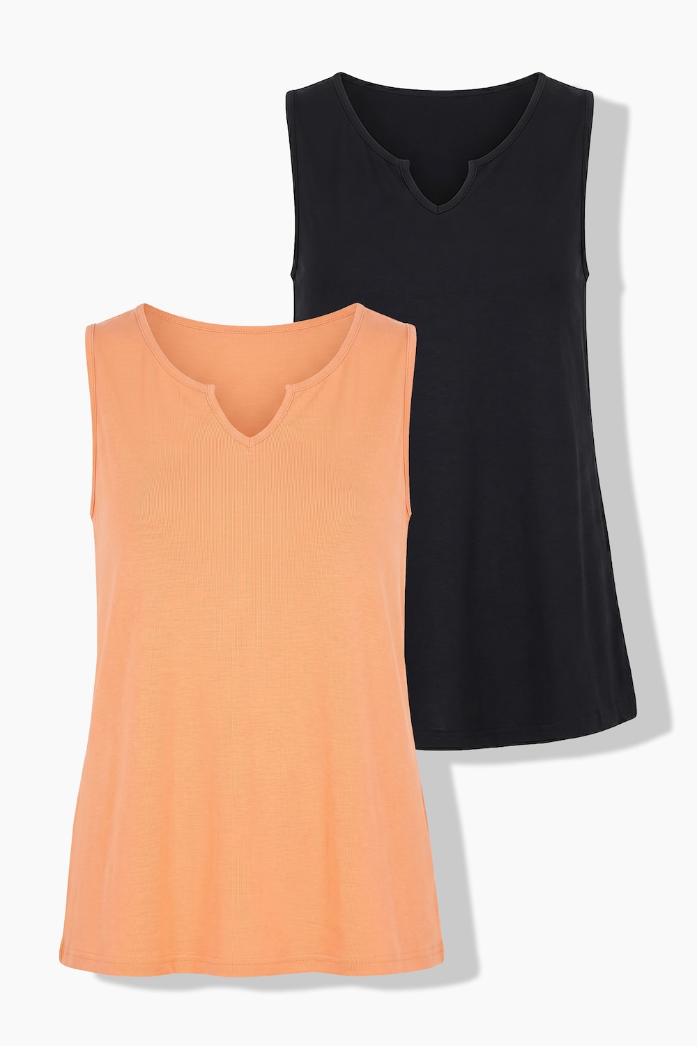Tops, 2er-Pack, schmale Passform, Tunika-Ausschnitt