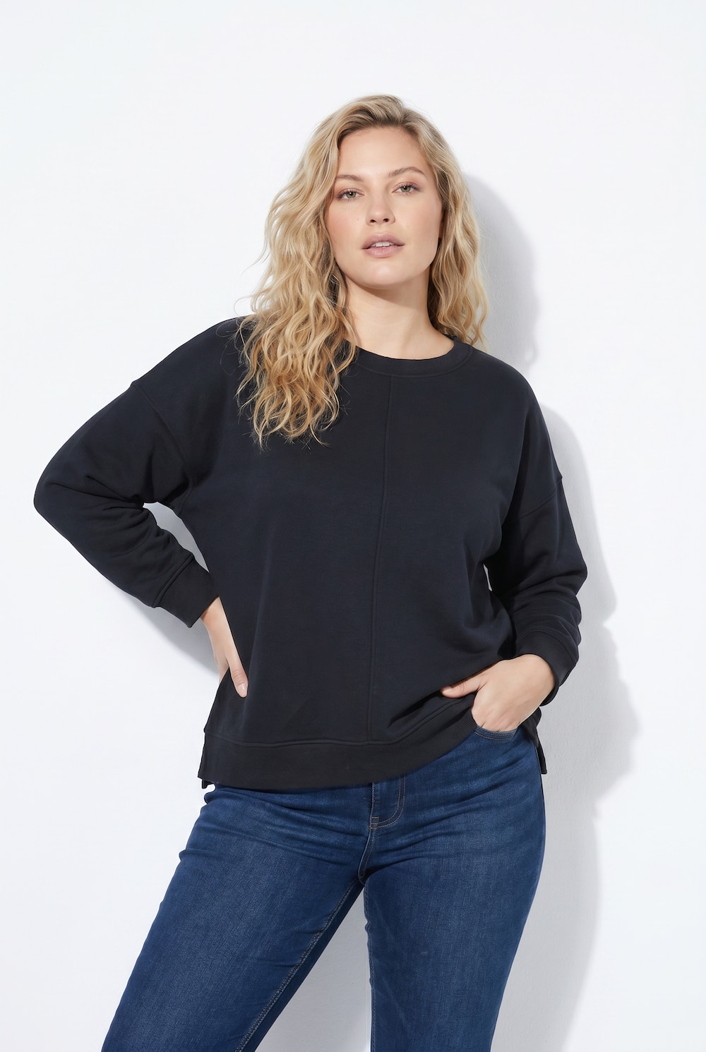 Long-Sweatshirt, Oversized, Rundhals, Langarm