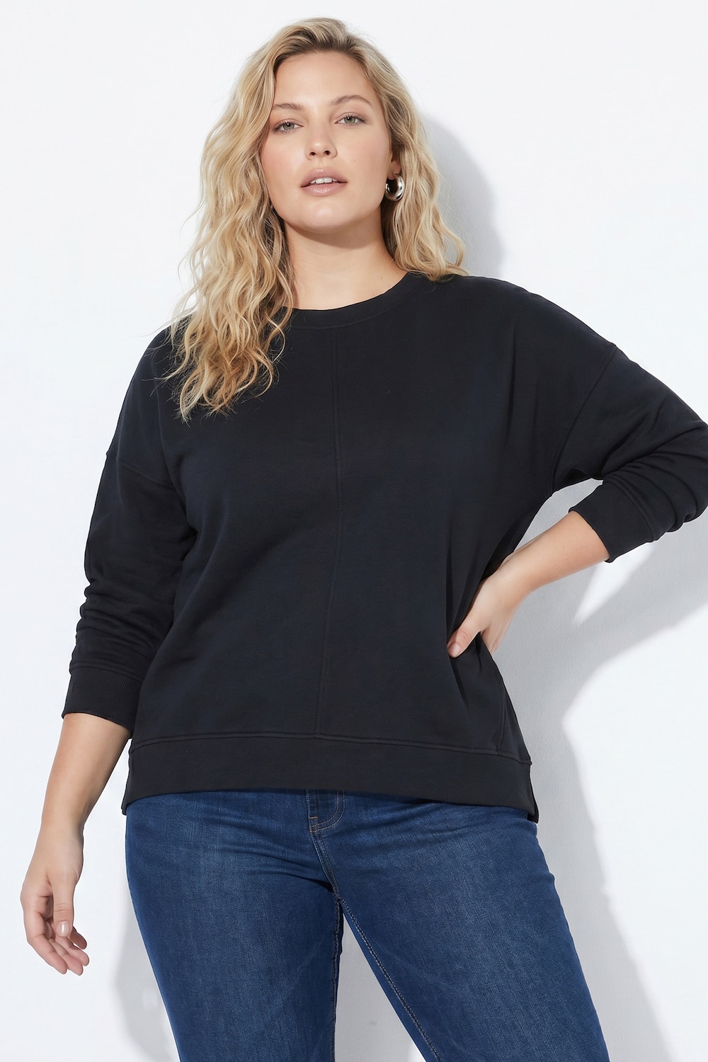 Long-Sweatshirt, Oversized, Rundhals, Langarm