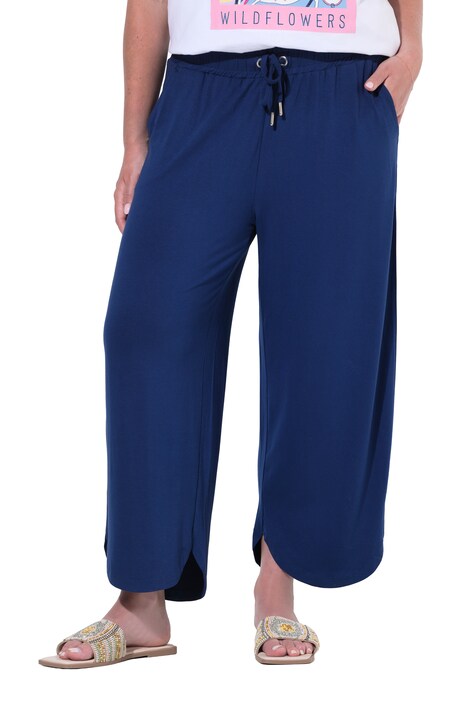 Jersey trousers, wide fit, side slits