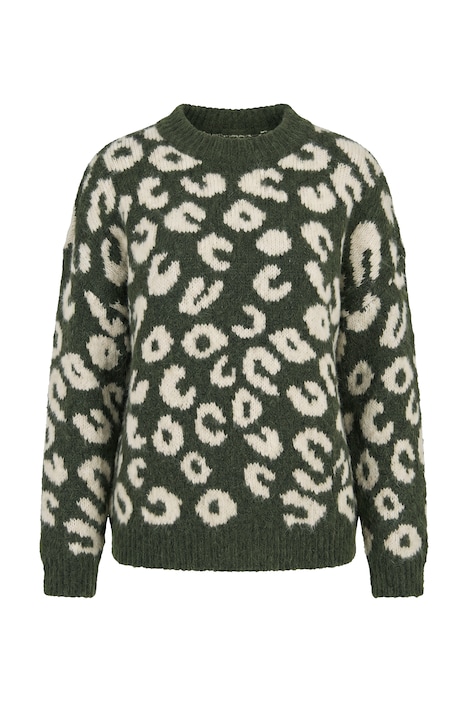 Pulovr, volný střih, žakárový leopardí vzor