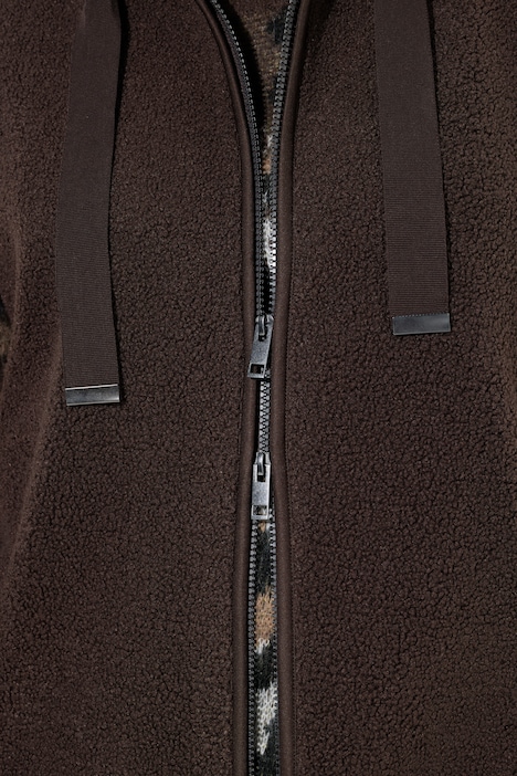 Long-Teddyweste, A-Linie, Kapuze
