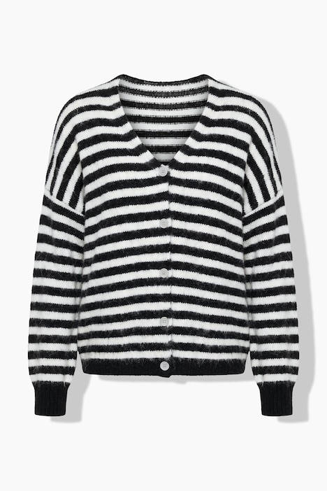 Strickjacke, oversized, Ringel, Langarm