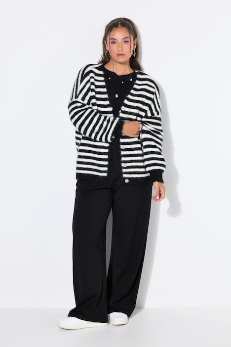 Strickjacke, oversized, Ringel, Langarm