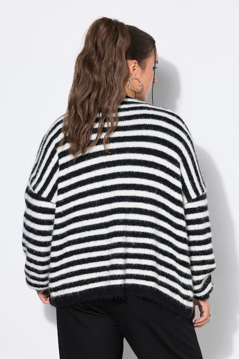 Strickjacke, oversized, Ringel, Langarm