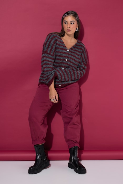 Strickjacke, oversized, Ringel, Langarm