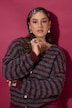 Strickjacke, oversized, Ringel, Langarm
