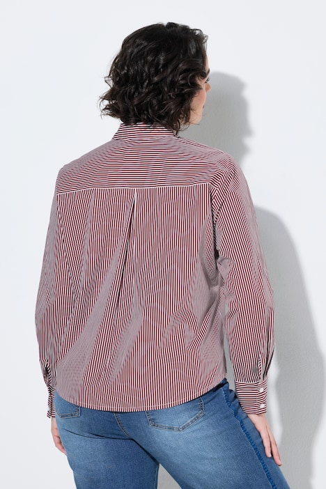 Hemdbluse, Streifen, Motivdruck, Hemdkragen, Langarm