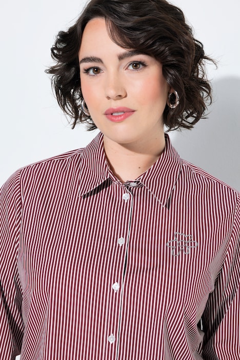 Hemdbluse, Streifen, Motivdruck, Hemdkragen, Langarm