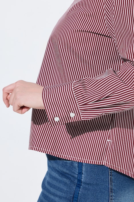 Hemdbluse, Streifen, Motivdruck, Hemdkragen, Langarm