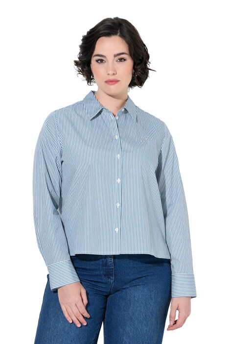 Hemdbluse, Streifen, Motivdruck, Hemdkragen, Langarm