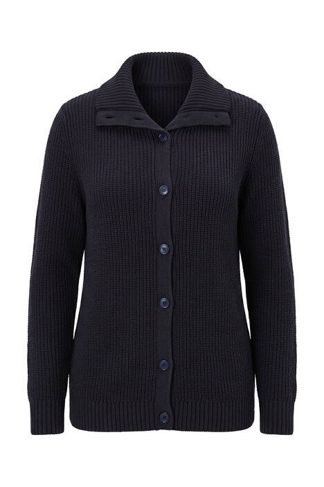 Strickjacke, Rippstrick, Hemdkragen, Langarm