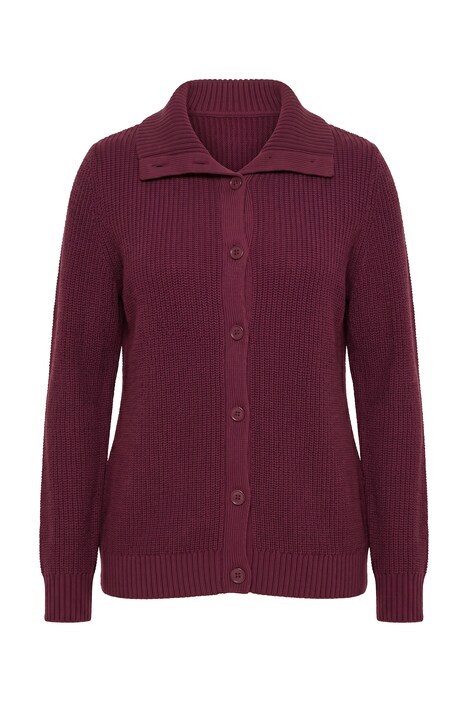 Strickjacke, Rippstrick, Hemdkragen, Langarm