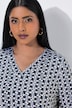 Slinky-Shirt, grafischer Druck, V-Ausschnitt, 3/4-Arm