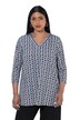 Slinky-Shirt, grafischer Druck, V-Ausschnitt, 3/4-Arm