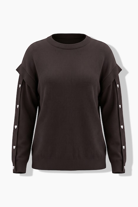 Pullover, Oversize Shape, Langarm mit Heart-Knöpfen