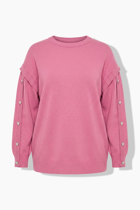 Pullover, Oversize Shape, Langarm mit Heart-Knöpfen