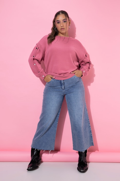 Pullover, Oversize Shape, Langarm mit Heart-Knöpfen