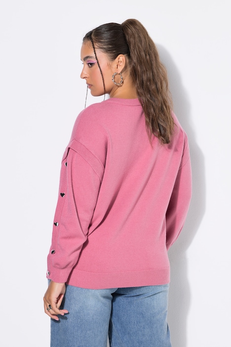 Pullover, Oversize Shape, Langarm mit Heart-Knöpfen