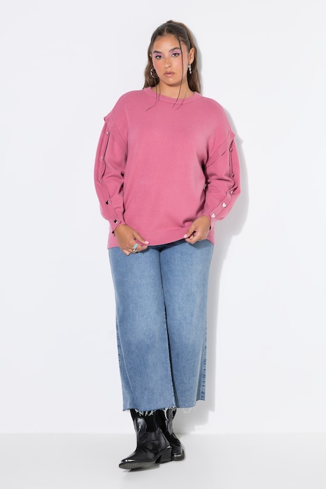 Pullover, Oversize Shape, Langarm mit Heart-Knöpfen