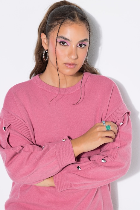 Pullover, Oversize Shape, Langarm mit Heart-Knöpfen