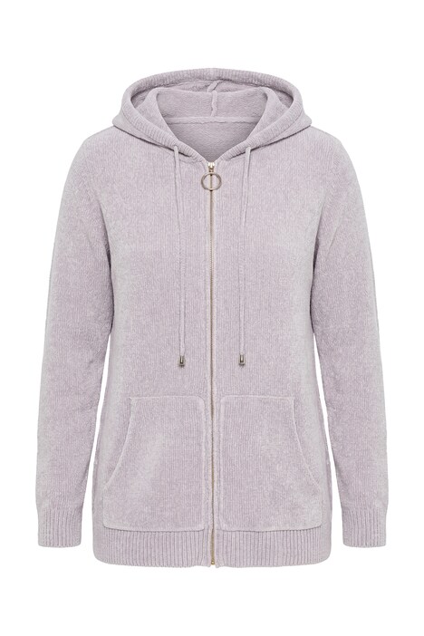 Strickjacke, Chenille, Kapuze, Langarm