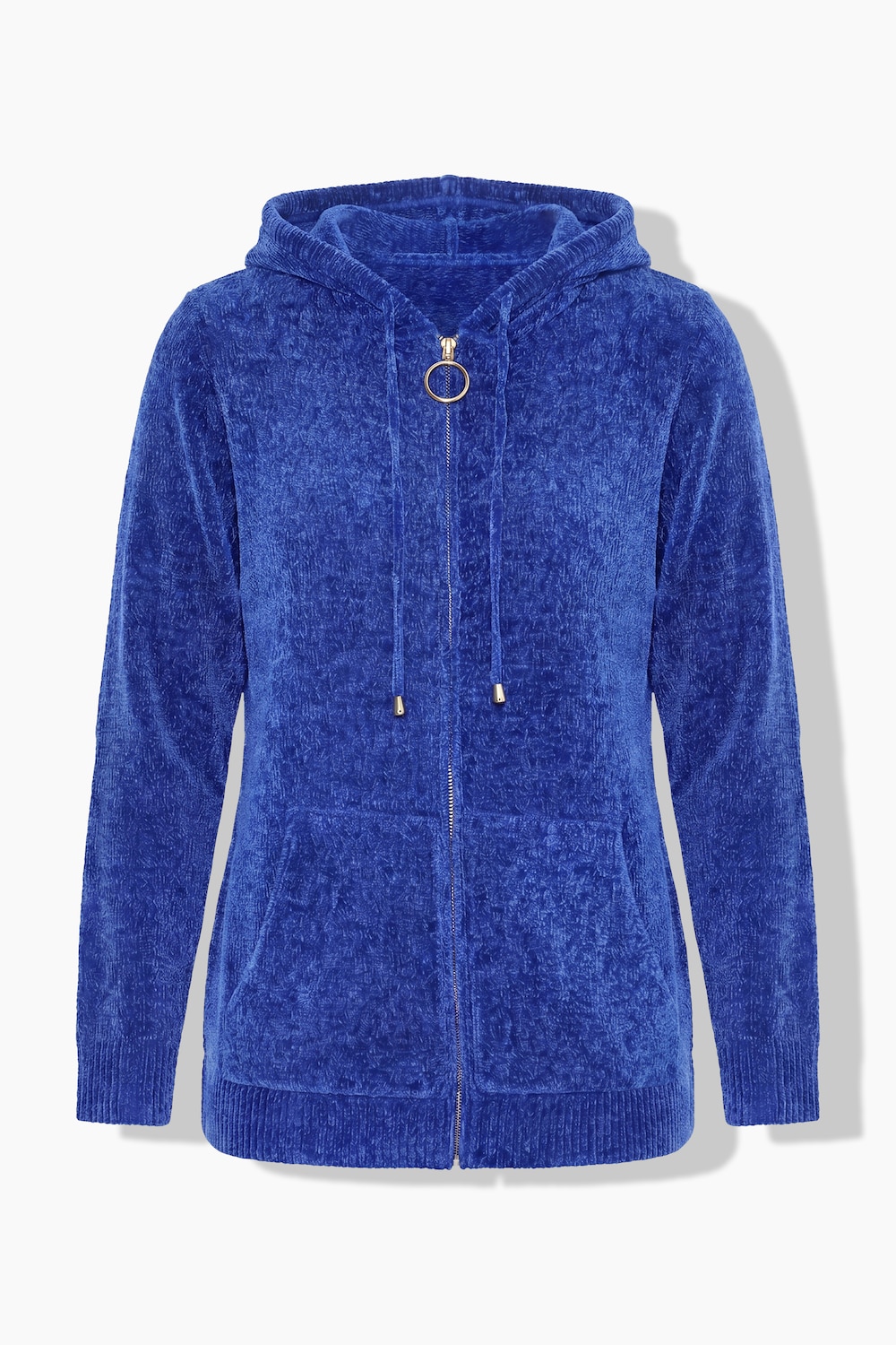 Strickjacke, Chenille, Kapuze, Langarm