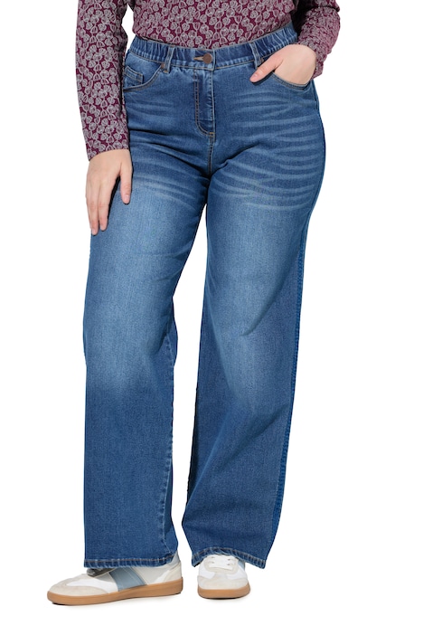 Jeans Mary, Ripsband, weites Bein, Stretch, Komfortbund