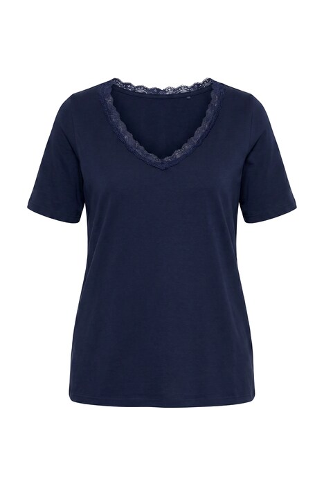 T-Shirt, Spitze, Classic, V-Ausschnitt, Halbarm