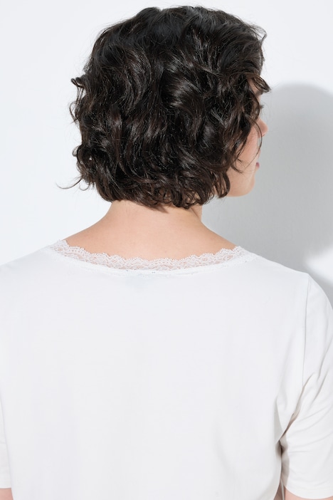T-Shirt, Spitze, Classic, V-Ausschnitt, Halbarm