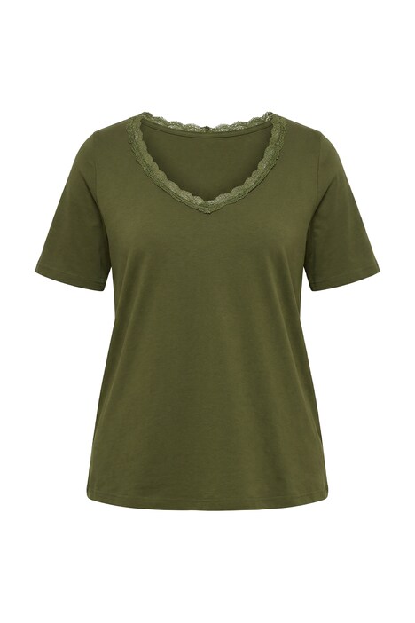 T-Shirt, Spitze, Classic, V-Ausschnitt, Halbarm