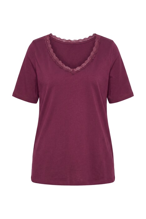 T-Shirt, Spitze, Classic, V-Ausschnitt, Halbarm