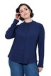 Shirt, Rippjersey, Stehkragen, Langarm