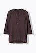 Blusa de crespón, amplia, cuello alzado, manga 3/4 de murciélago