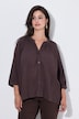 Blusa de crespón, amplia, cuello alzado, manga 3/4 de murciélago