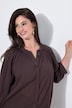 Blusa de crespón, amplia, cuello alzado, manga 3/4 de murciélago