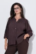 Blusa de crespón, amplia, cuello alzado, manga 3/4 de murciélago
